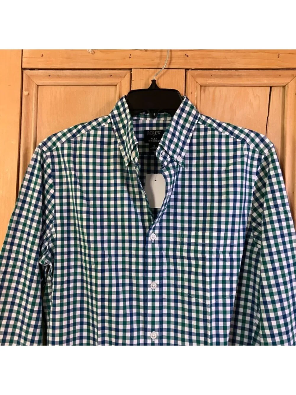 J.Crew Mens Flex Wash Gingham Check Plaid Button Down Shirt Small Green SP NWT